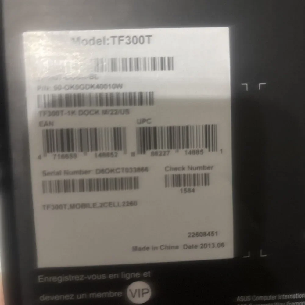 ASUS Transformer Pad Mobile Dock Keyboard for TF300T P/N: TF300T-Dock-BL Good !